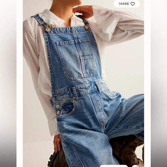 Free people good luck overalls in ultra light beam - Picture 2 of 3